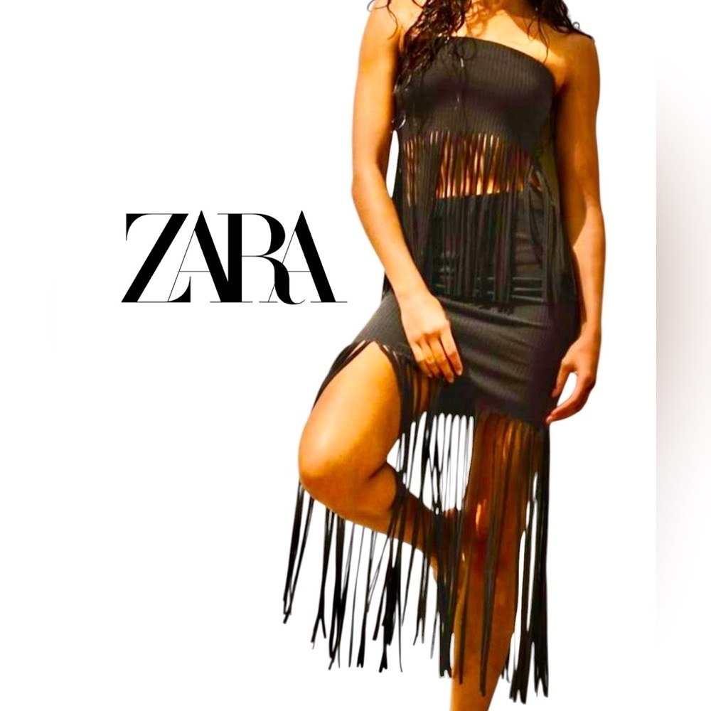 ZARA Fringe Skirt, chocolate brown 
Size S. New!